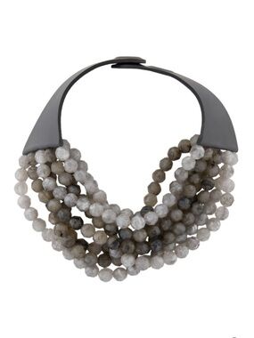 Fairchild Baldwin Multi-Strand Gray Bead Statement Necklace